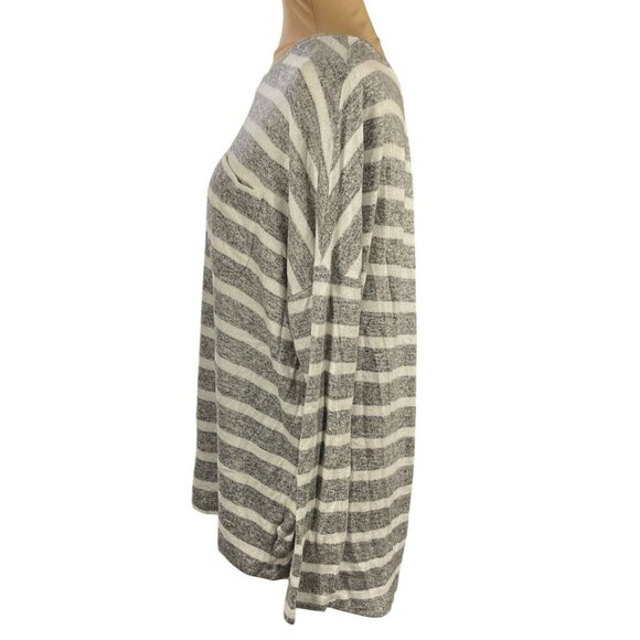 Merona Women's Top Soft Stripe Long Sleeve Gray Cream Size XL Extra Large - Picture 2 of 6